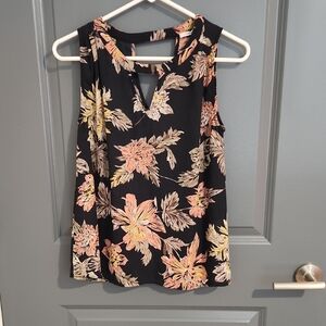Collective Concepts Black and Pink Floral Blouse